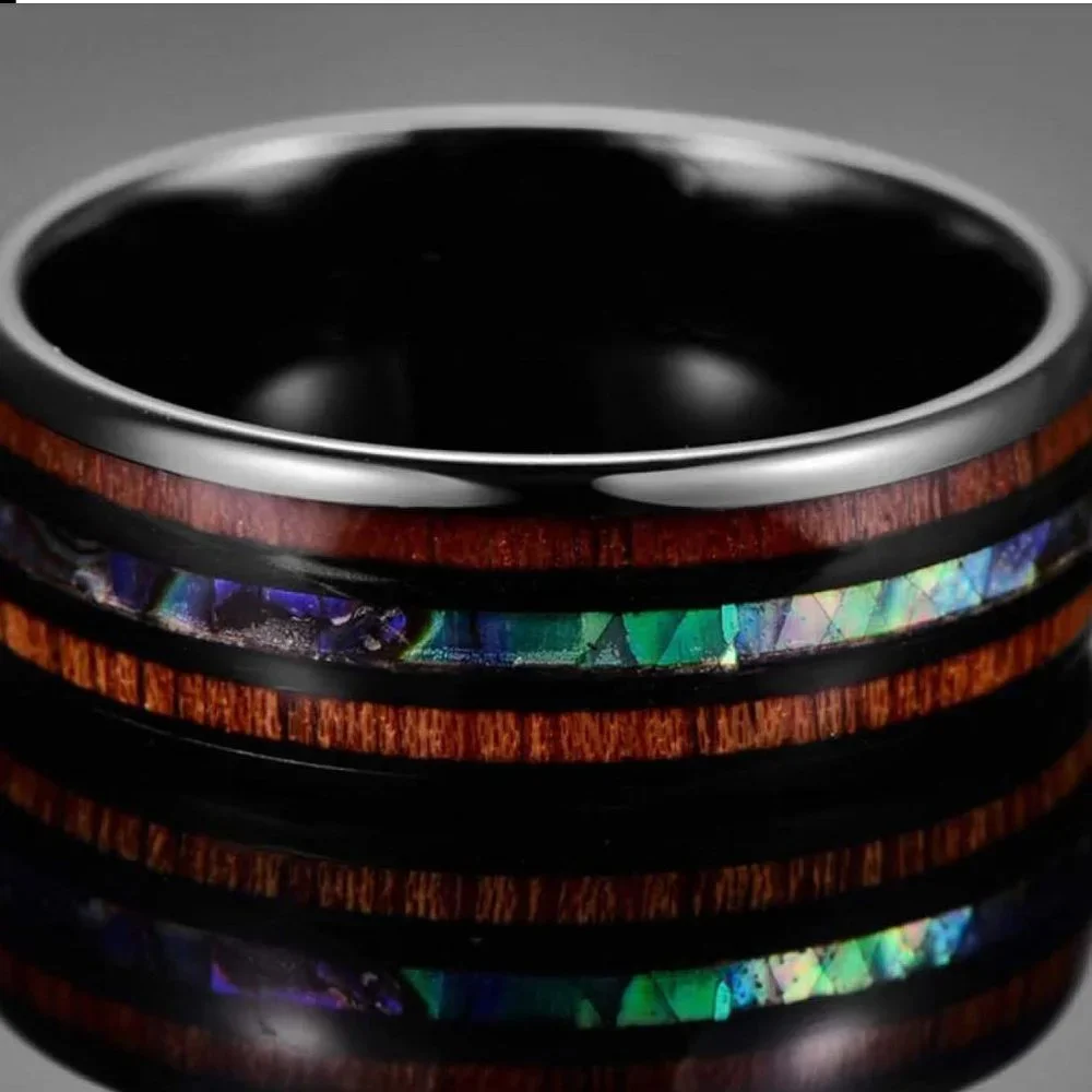 Idris Koa Wood & Abalone Shell Men's Ring